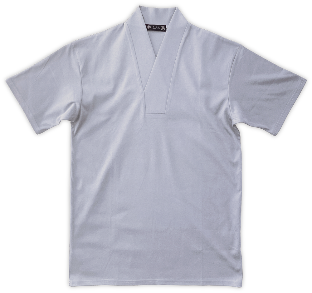 半衿Tシャツ グレー
