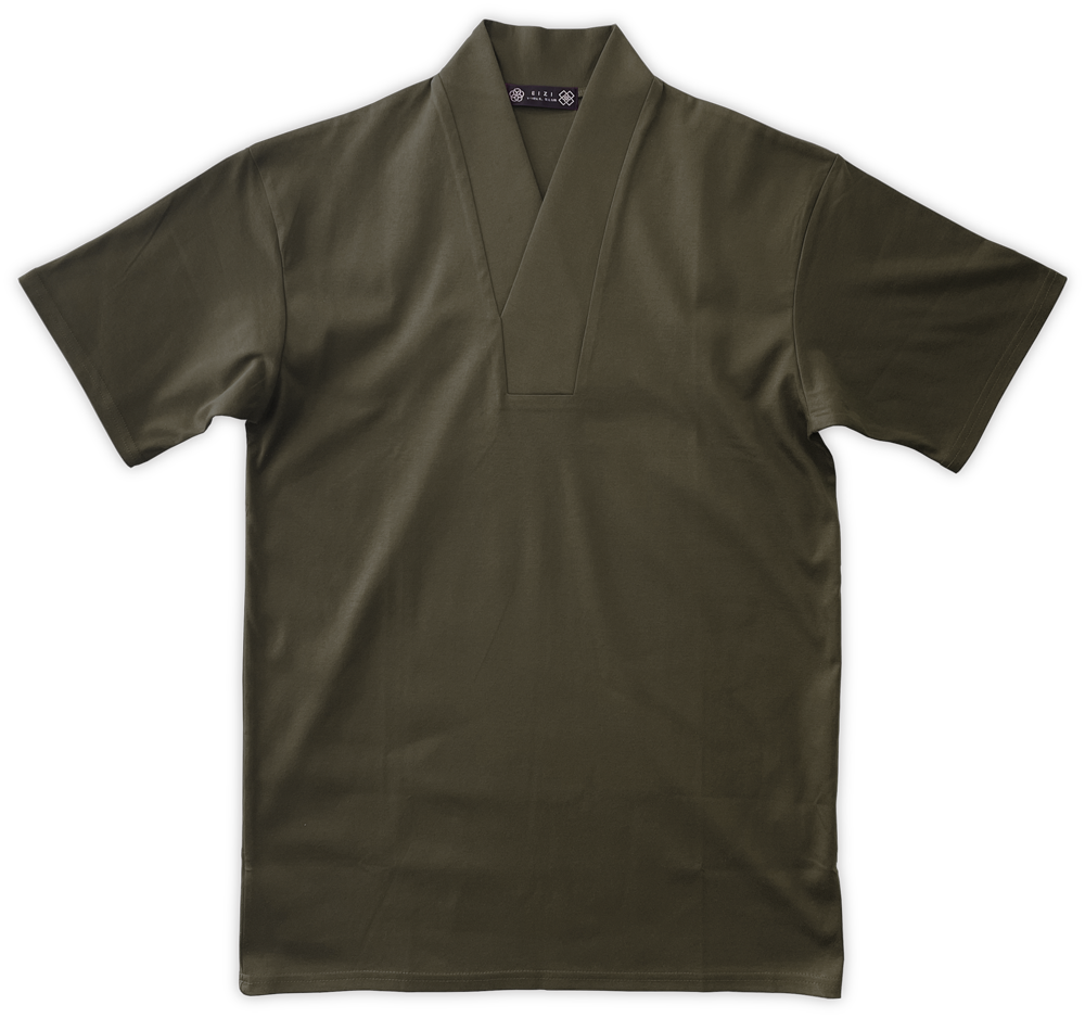 半衿Tシャツ 茶